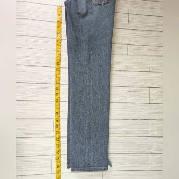 Frame Denim Le High Distressed Straight Leg Jeans in Rue Blue Size 24 - Picture 7 of 10